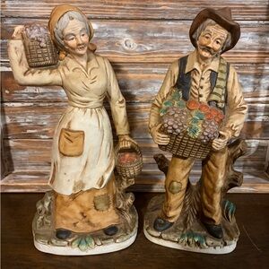 Vintage Farmer Figurines with Baskets